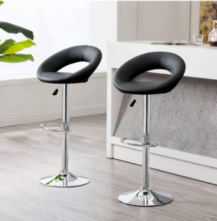 Adjustable Swivel Bar Stool with Ring Backrest and Footrest