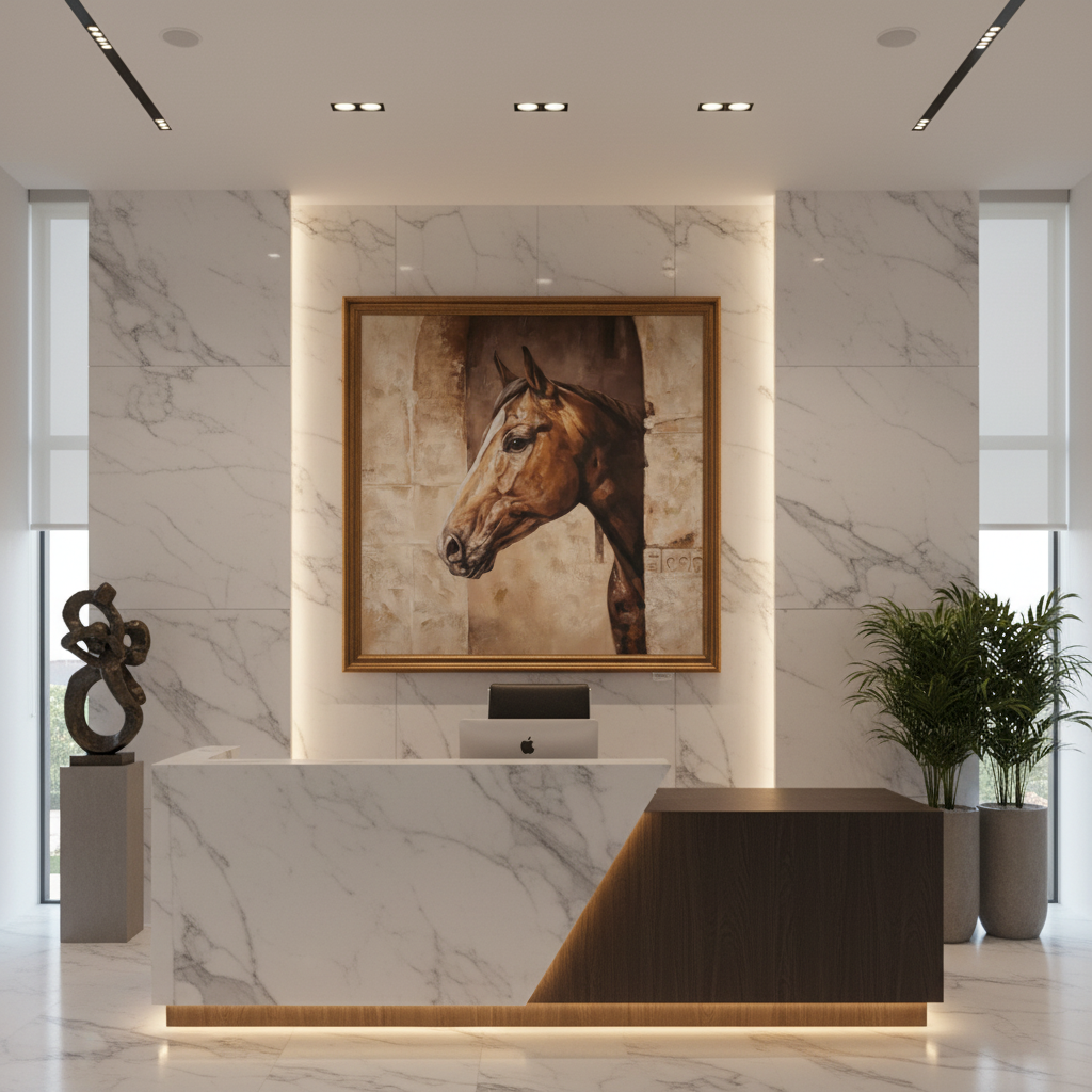 Framed Horse  Printed & Oil Textured Canvas Wall Art