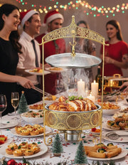 Luxury gold 8L chafing dish buffet warmer with trolley and stainless steel construction