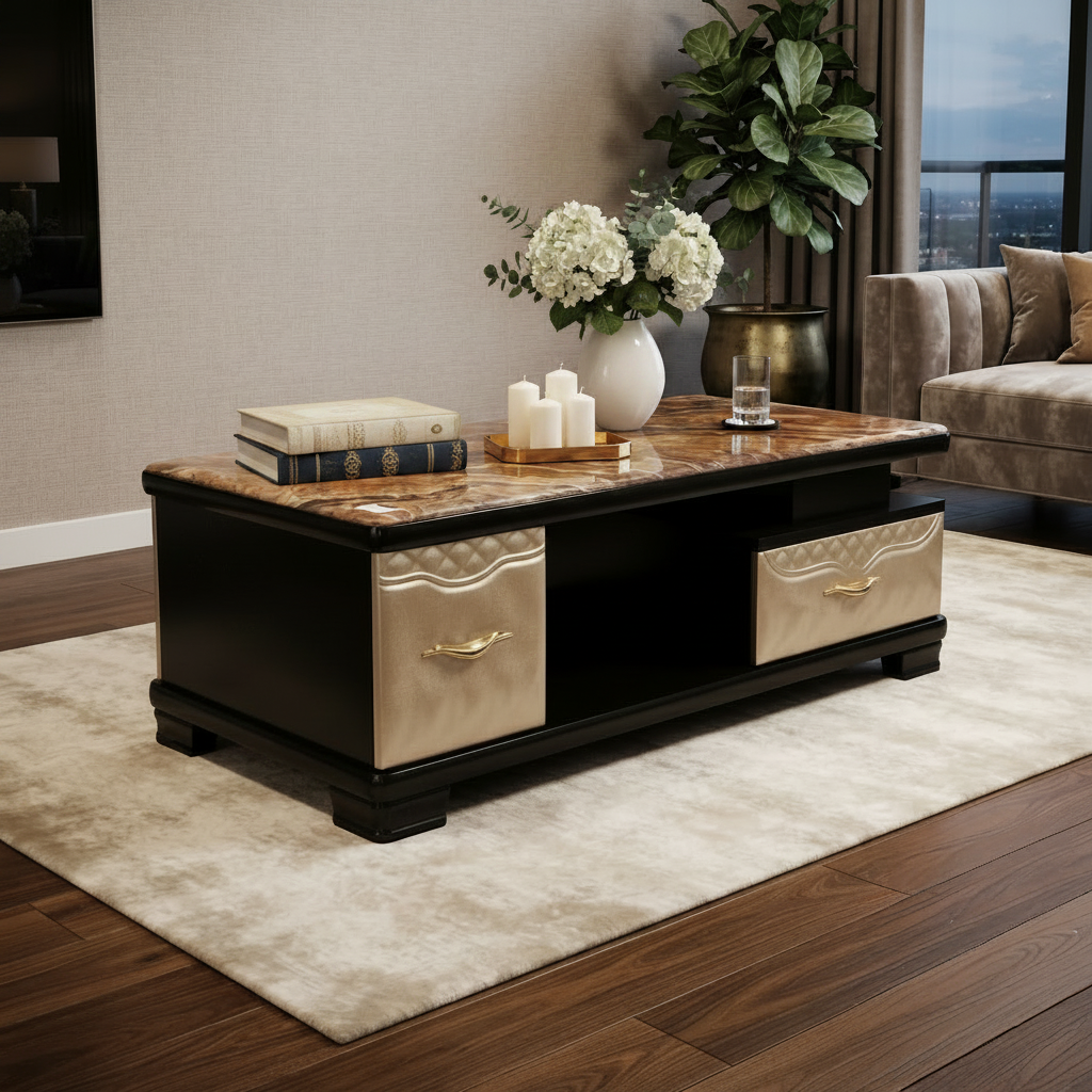 Marble Pattern Coffee Table with Drawers FCT1277