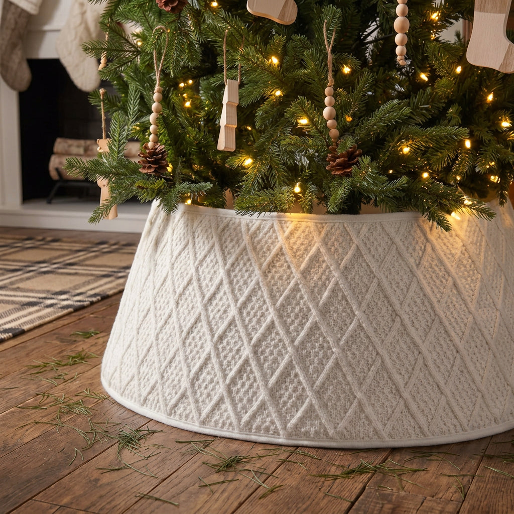 72cm White Plush Christmas Tree Skirt with Quilted Diamond Pattern for Covering the Christmas Tree Stand available in Nairobi, Kenya