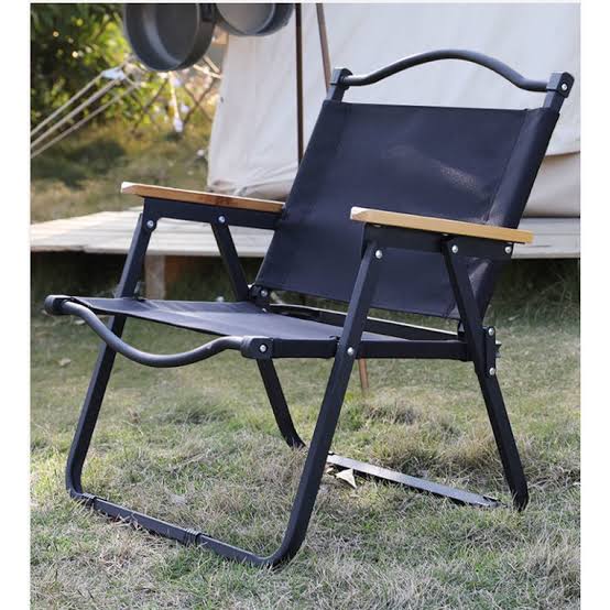 Portable Folding Camping Chair with Wooden Armrests