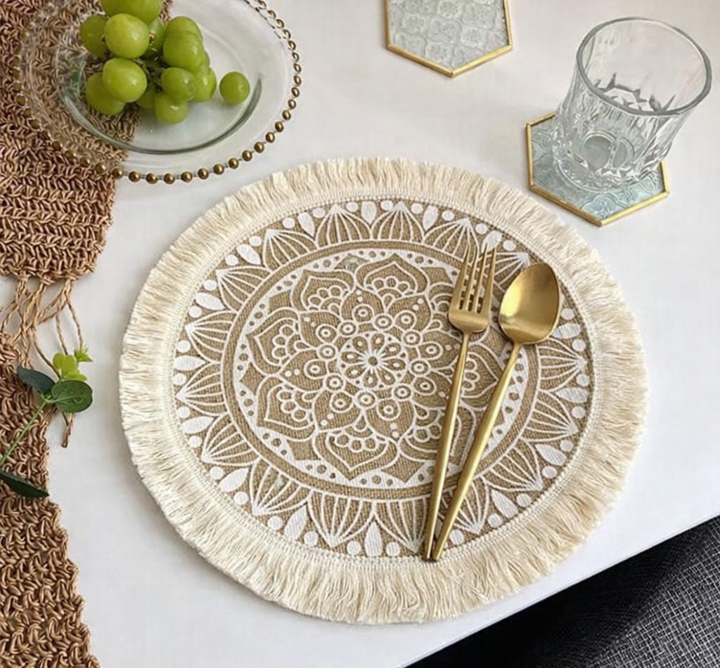 6Pcs Boho Style Jute Table Place Mats Set