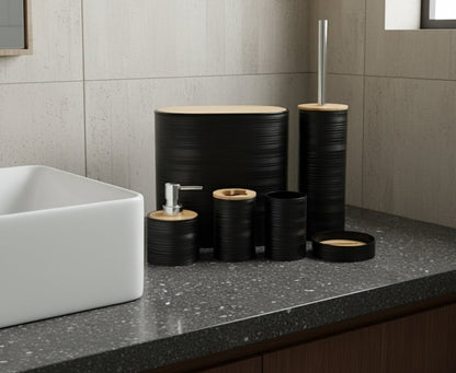 6pcs Eco-Friendly PP Bathroom Accessories Set in Black or Brown