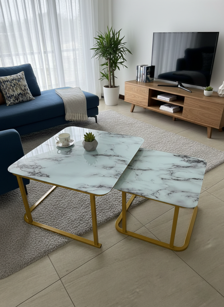 2-In-1 Glass Nesting Table Set