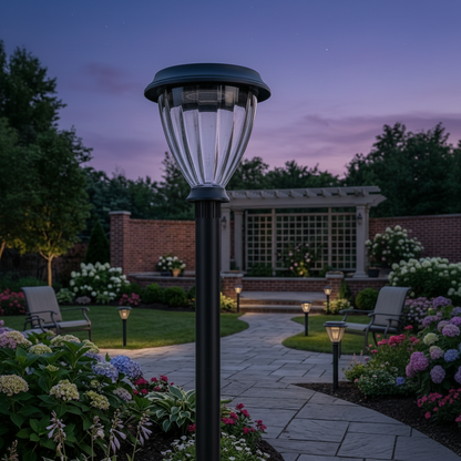 XY 1803 Solar garden pillar lights for outdoor decorative and pathway lighting