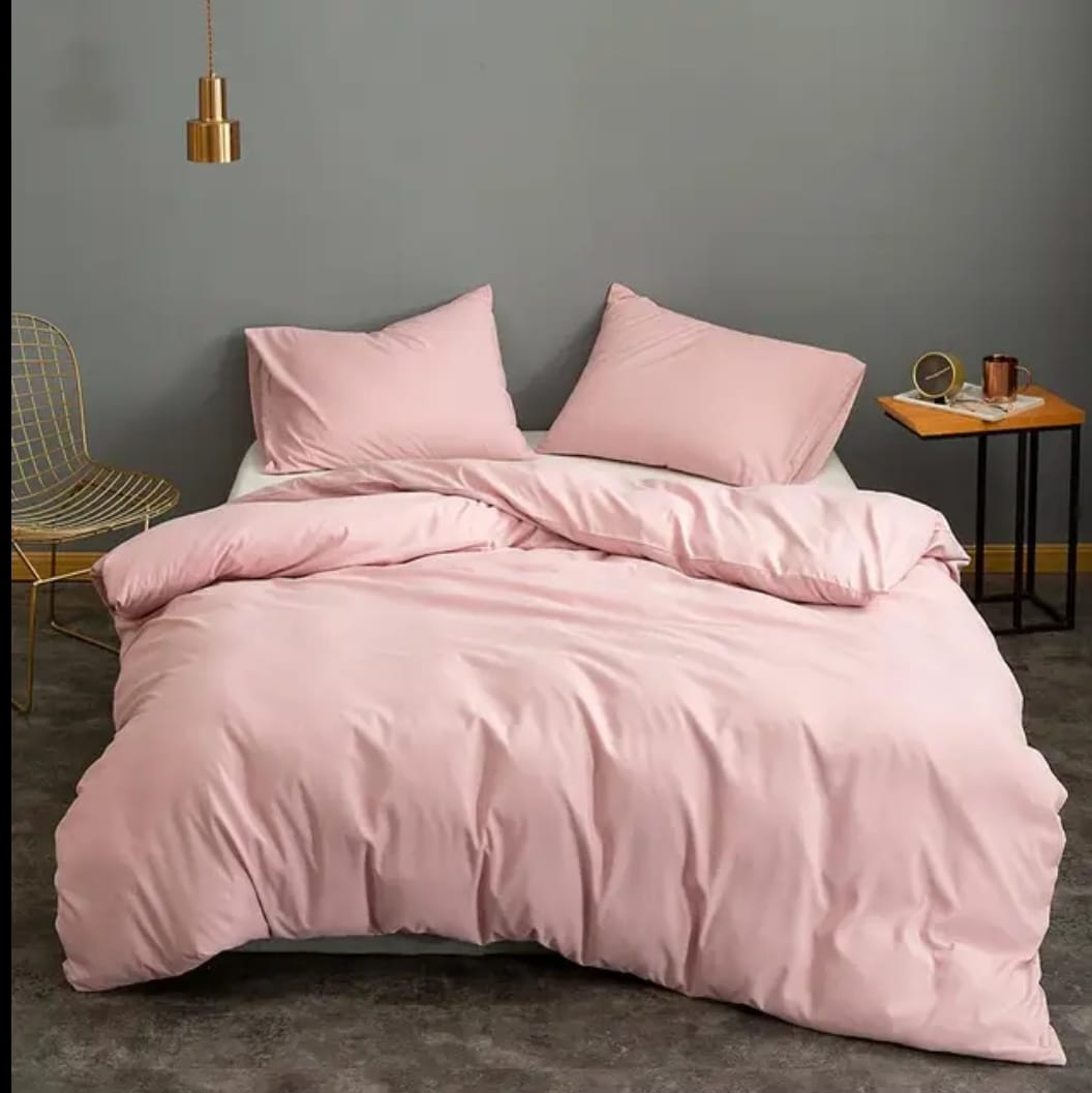 4Pc Plain Duvet Cover Set Soft Glam