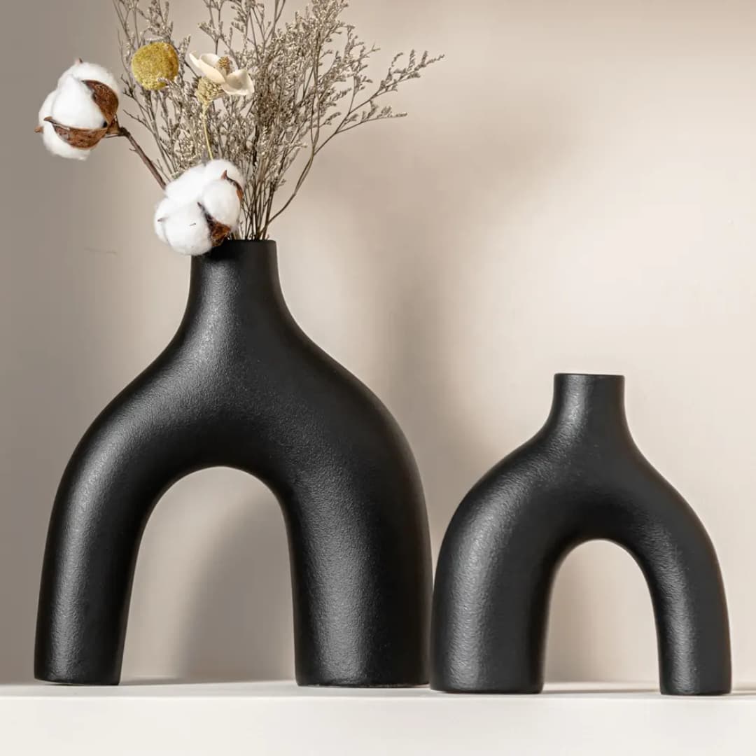 2-in-1 Decorative Ceramic Vase Set
