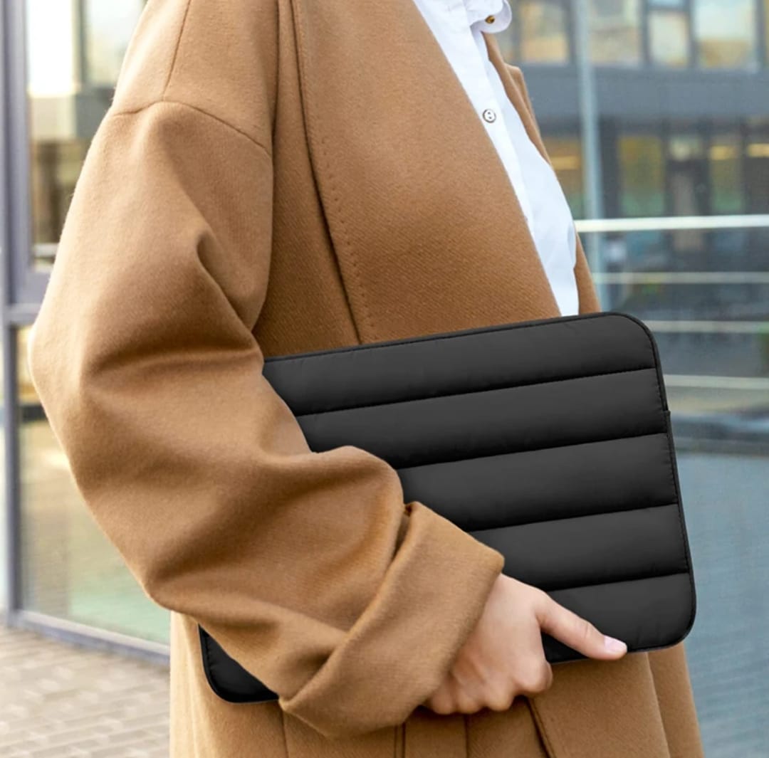 High Quality Puffy Laptop Sleeve 13.3 Inch – Beige Padded Puffer Laptop Case for MacBook and Android Devices