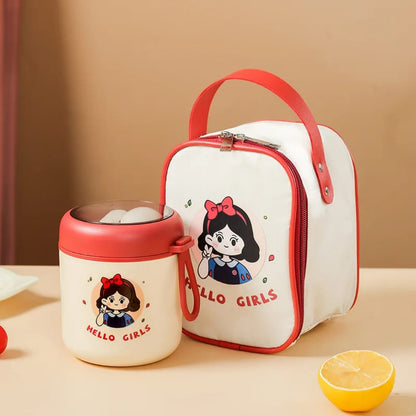 2-in-1 Food Flask Thermos with Matching Insulated Lunch Bag