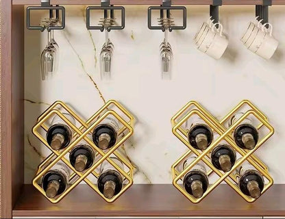 5 Slots Geometric Wine Holder – Gold Metal