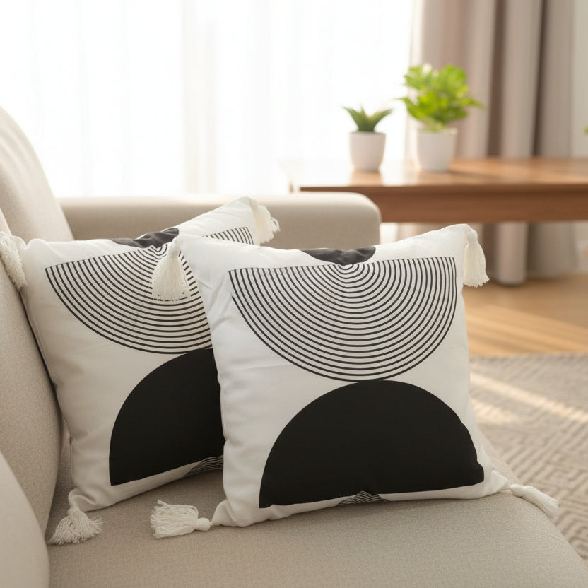Semi boho cushion cover with tassels 45x45 cm for stylish home décor