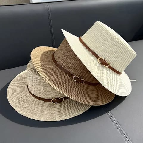 Summer Hats with Belt & Removable Christmas Red Ribbon