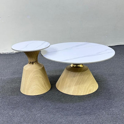 2 in 1 Marble-Inspired Coffee Table Set