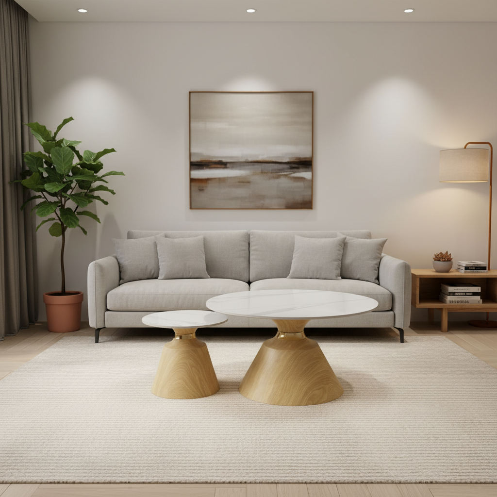 2 in 1 Marble-Inspired Coffee Table Set