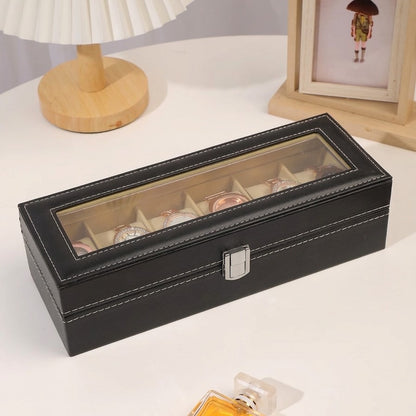 6 Slot Leather Watch Organizer with Lock