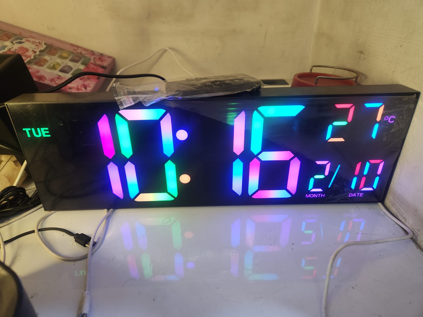 16-Inch LED Digital Alarm Clock- 38.9× 12.7× 3.0cm