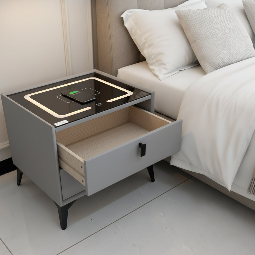 Nightstand with Wireless Charging and LED Lights BS 7