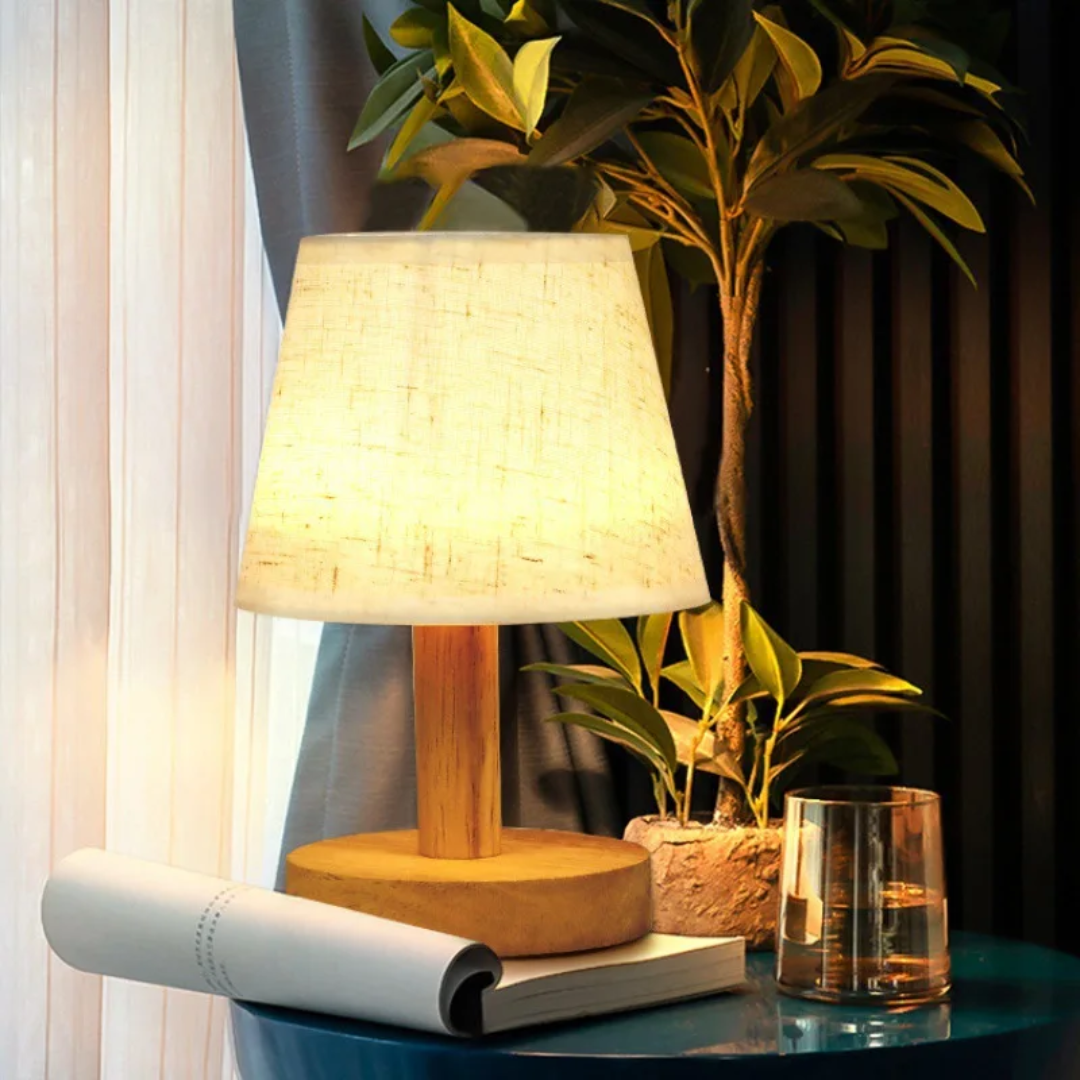 Solid Wood Fabric Table Lamp