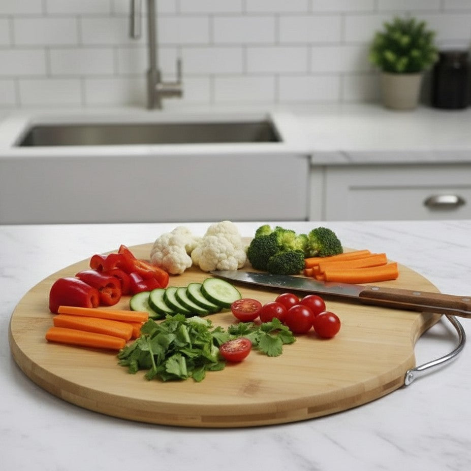 Round Bamboo Chopping Board With Handle