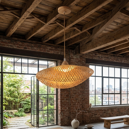 Bamboo Pendant Lamp – Natural Wood Finish, 40cm-PL WD25-09