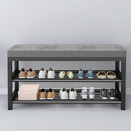 3 tier shoe storage bench with padded seat, entryway organizer with seating and shoe rack up to 150kg. 