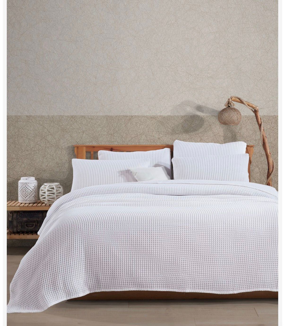 Waffle Bed Coverlet Set With Pillowcases