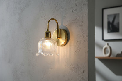 Classic Rippled Clear Glass Wall Light-PL 2511-GL-CL