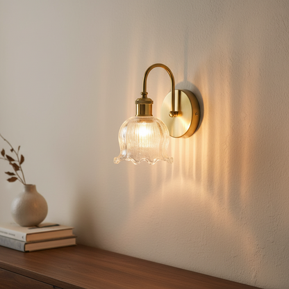 Classic Rippled Clear Glass Wall Light-PL 2511-GL-CL