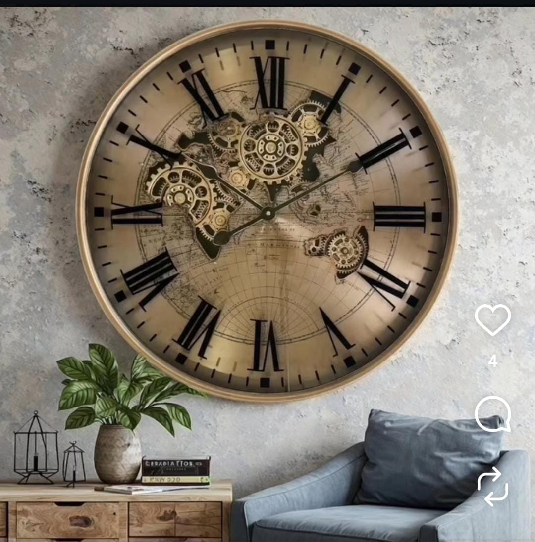 60cm Round Vintage Gear Wall Clock