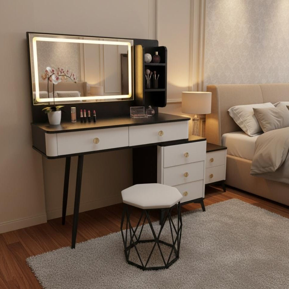 Dressing Table with LED Mirror and Stool