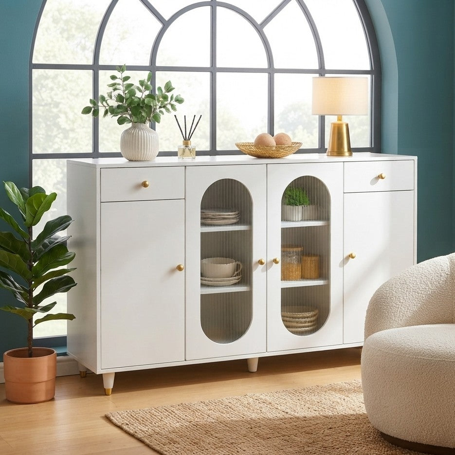 1.4 metre modern minimalist buffet and storage cabinet for dining, office, living room, and household organization.