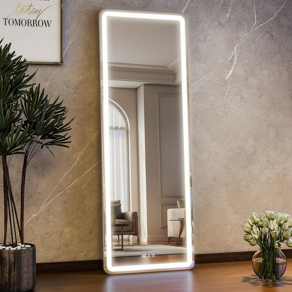 LED Standing Mirror with 3 Light Modes  & Stand 160 x 50 cm