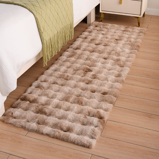 Thickened bubble velvet carpet in 60 by 180 cm size with soft imitation rabbit fur texture for bedroom and living room use