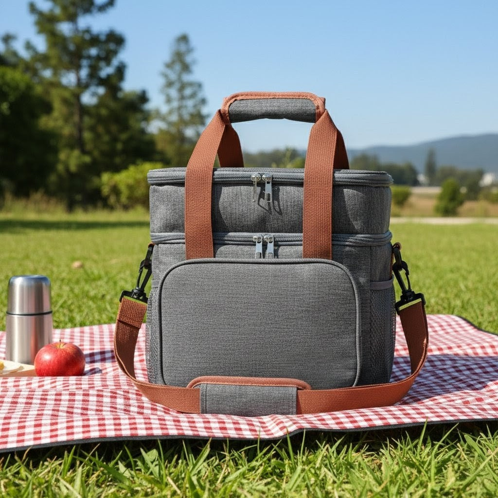 Double Compartment  Insulated Lunch Bag