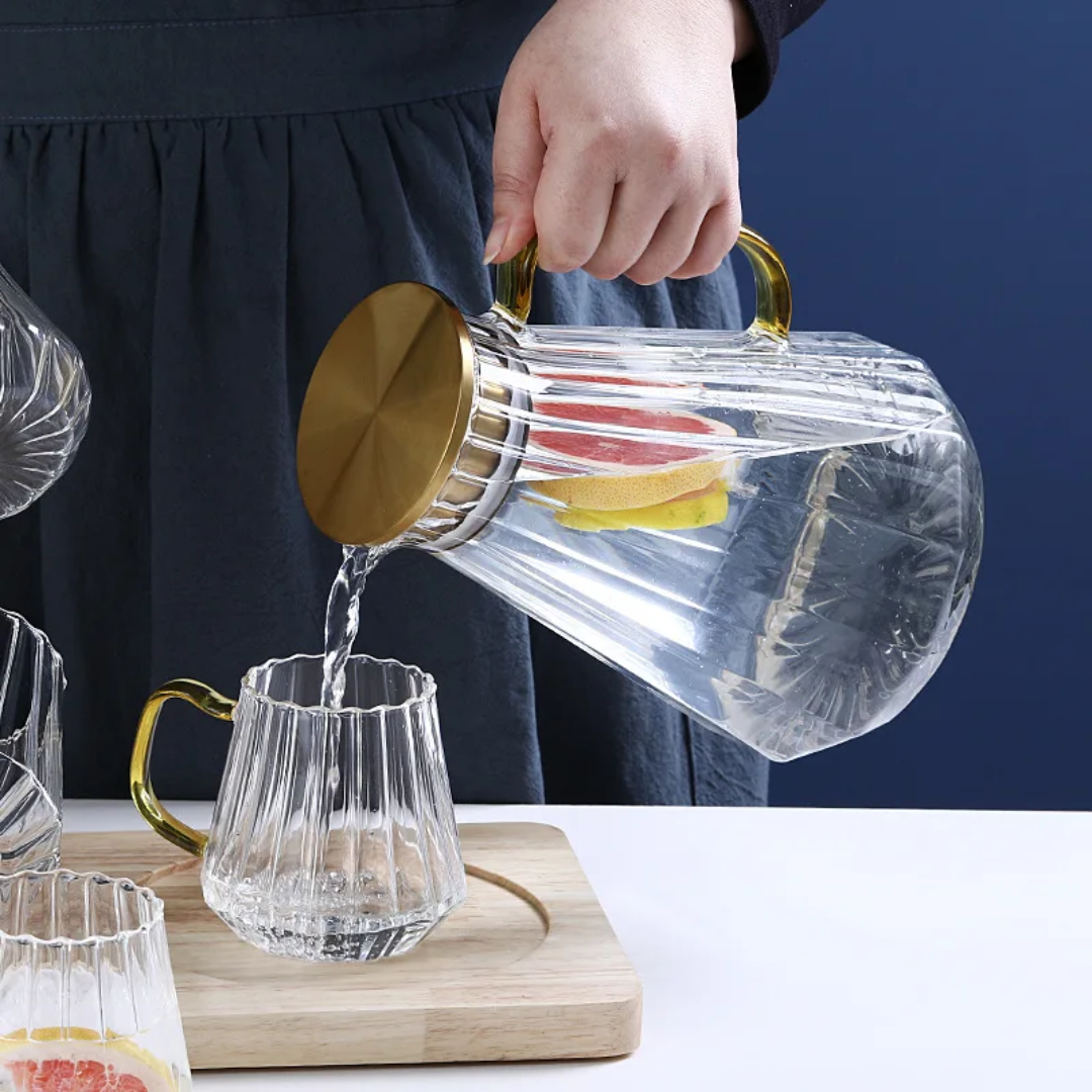 Glass Decanter Kettle Cups Set
