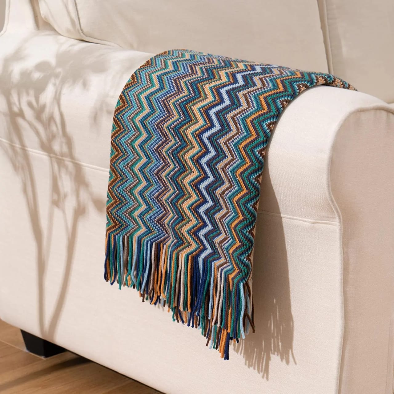 Bohemian Knitted Throw Blanket With Tassels