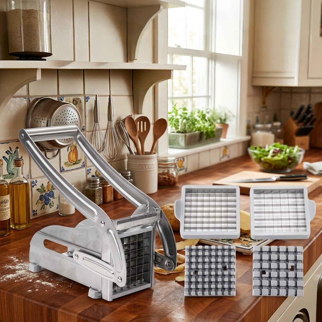 Stainless steel French fries and vegetable cutter with 2 blades
