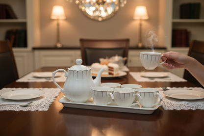 6 Piece Ceramic cup set with tray and kettle, 250ml
