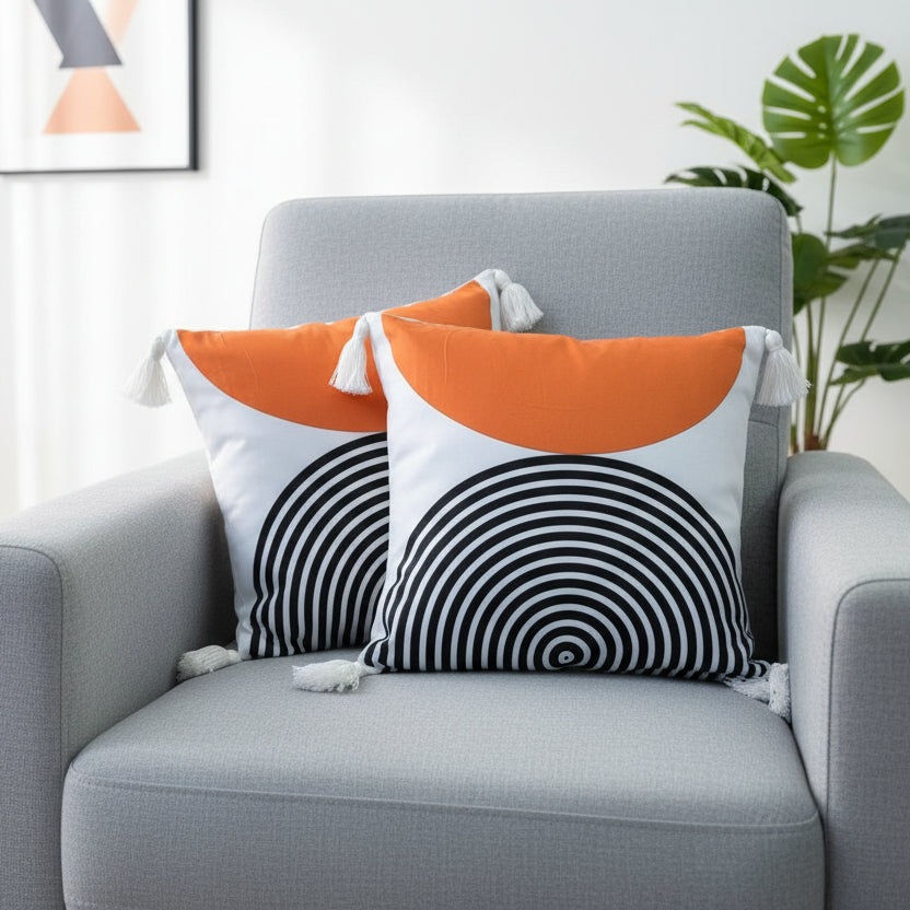 2Pcs Semi Boho Cushion Covers With Tassels – 45×45 cm