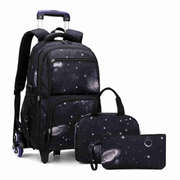 3-wheel rolling trolley school bag in assorted codes A, B, C