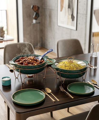3 Piece Food Warmer Serving Bowl Set- 3.5L