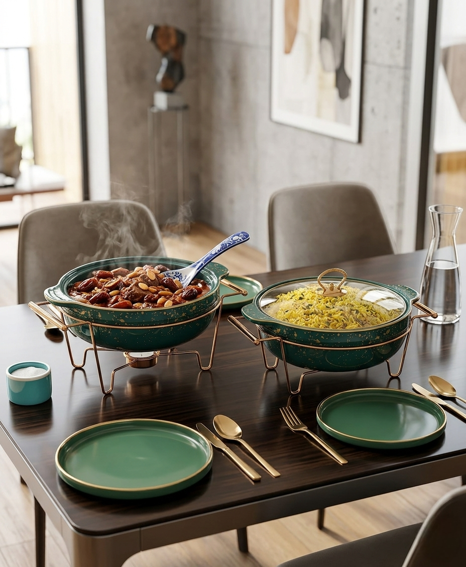 3 Piece Food Warmer Serving Bowl Set- 3.5L