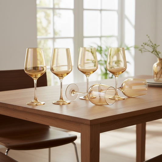 Gold luxury wine glass with a 530ml capacity and elegant premium design.
