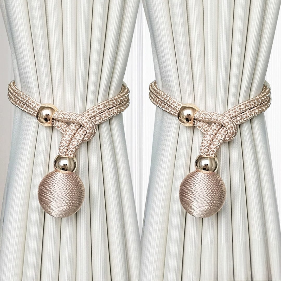 Pair of curtain tie backs in multiple colors for holding curtains neatly