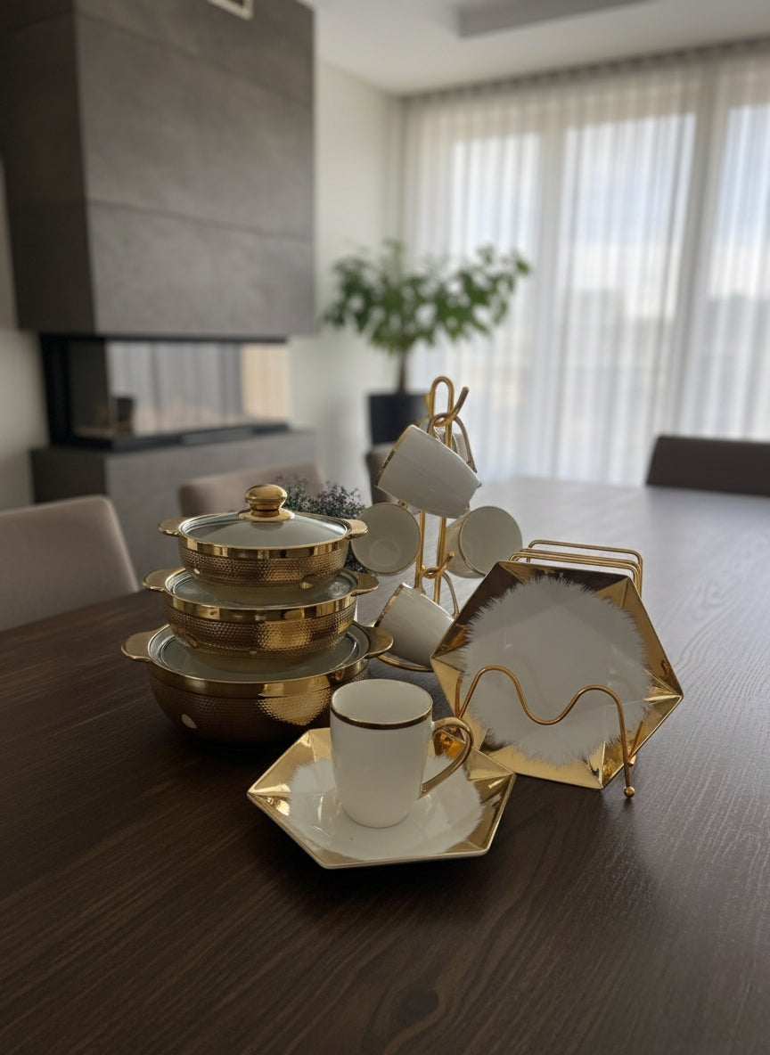 18Pcs Dinner Set With Casserole And Lids