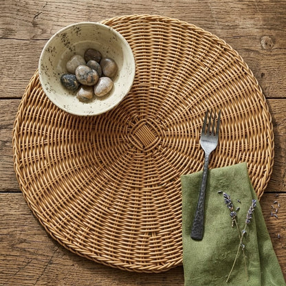 6Pc 18cm Woven Rattan Placemats Set