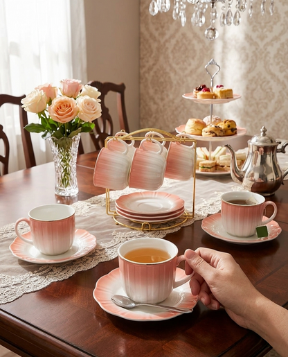 13 Piece Tea Set Coffee Set With Golden Stand