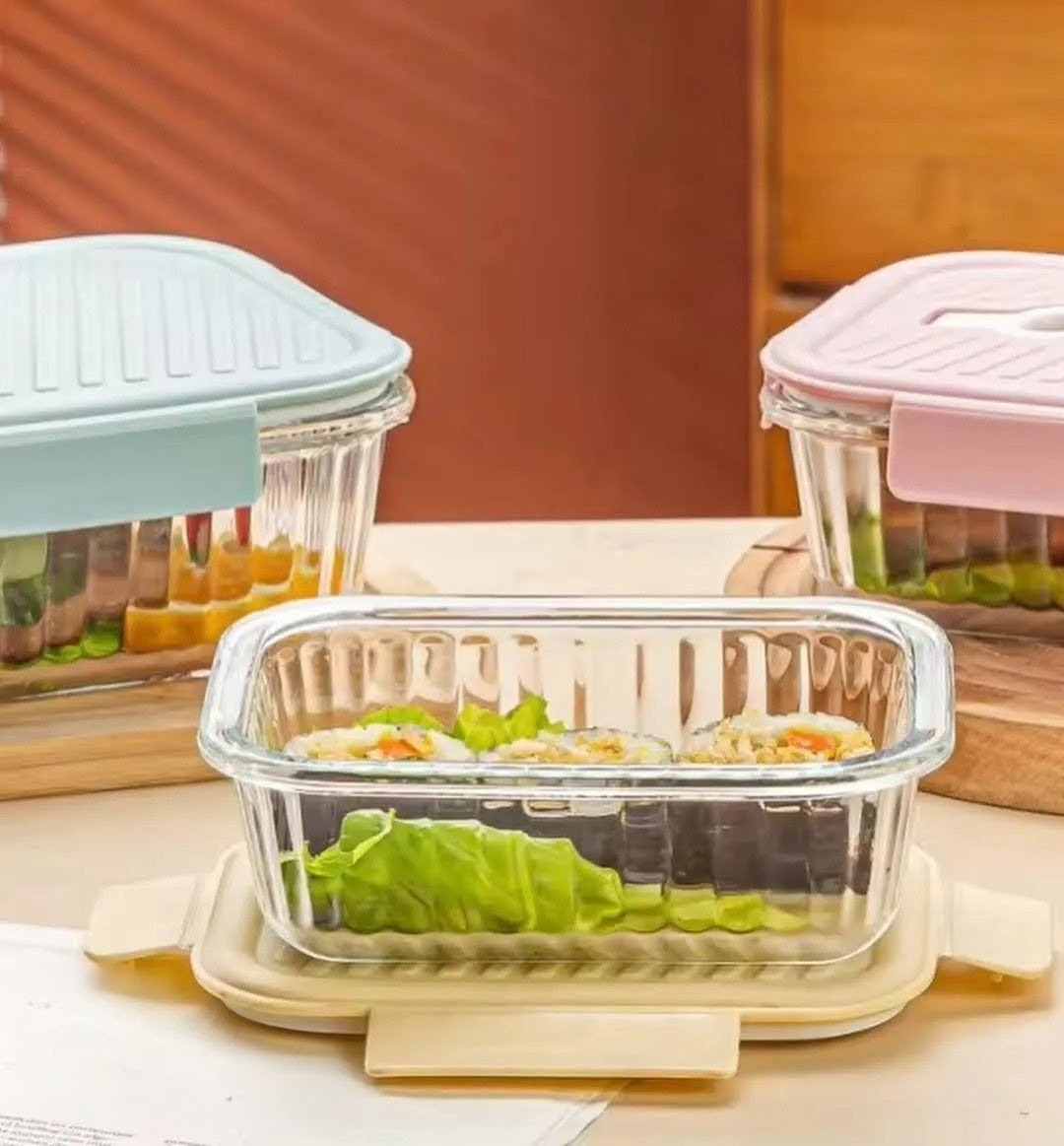 3pc Borosilicate Glass Ribbed Food Storage