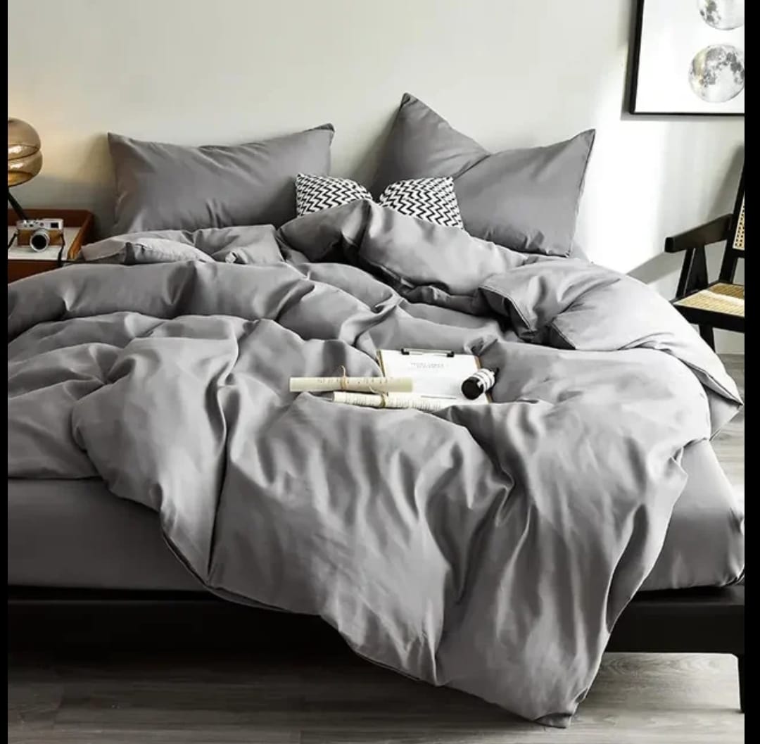 4Pc Plain Duvet Cover Set Soft Glam
